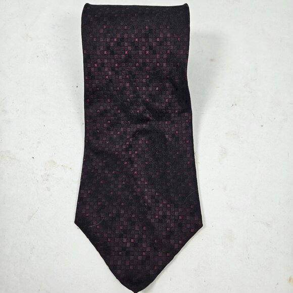 J. Ferrar SILK Tie Necktie Black & Maroon 51093 - Picture 1 of 8